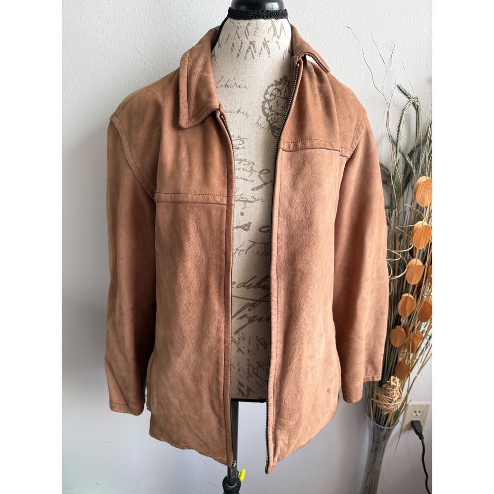 Wilsons Leather M Julian Mens Small Tan Full Zip Textured Leather Jacket RN69426